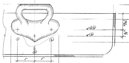 Hand drawn mechanical drawings of Brooklyn Copper Cookware's new saute pan.