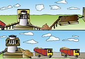 Illustration depicting processing of copper ore